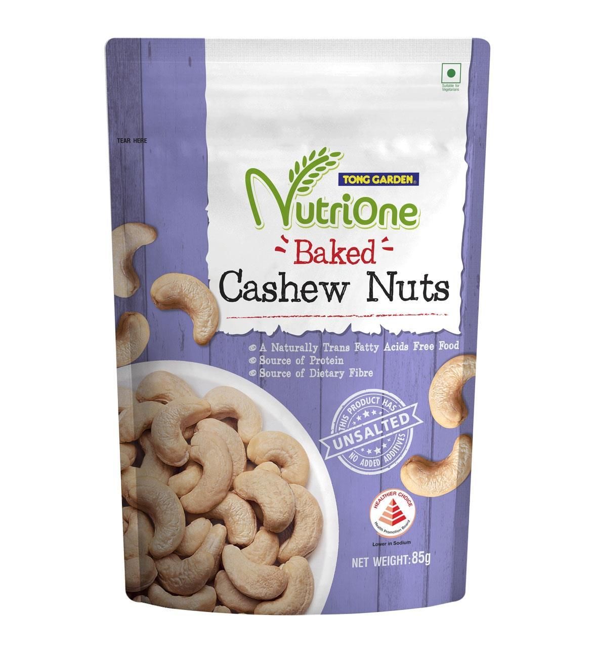 Nutrione Baked Cashew Nuts 85g (Unsalted) 